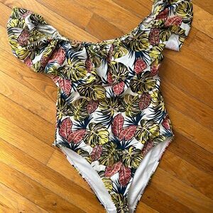 Floral Off-Shoulder One Piece Swimsuit